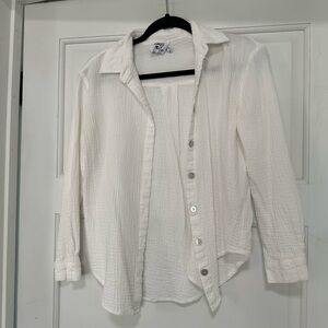 Princess Polly White Gauze Button-Up Shirt
